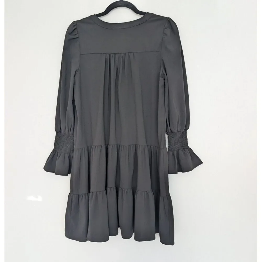 Tuckernuck Pomander Place Crepe Kenzo Mini Dress Long Sleeve Tiered Sz S - Picture 3 of 16